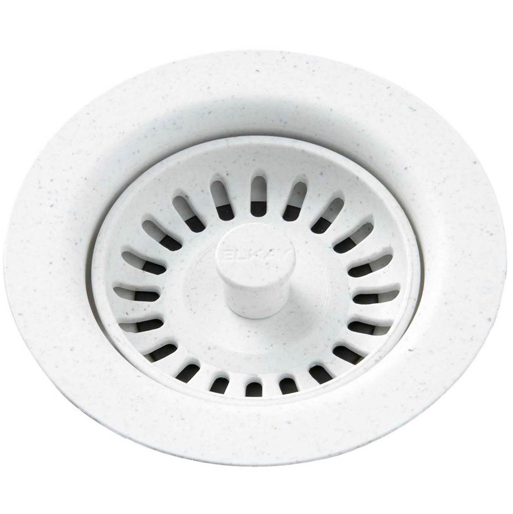 Elkay Polymer Drain Fitting with Removable Basket Strainer and Rubber Stopper White