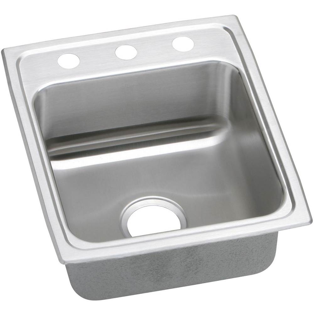 Elkay Lustertone Classic Stainless Steel 17'' x 20'' x 6'', 3-Hole Single Bowl Drop-in ADA Sink with Quick-clip