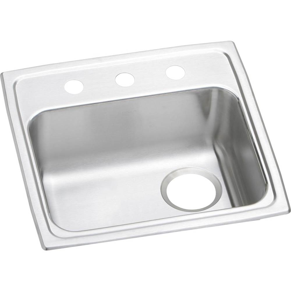 Elkay Lustertone Classic Stainless Steel 19'' x 18'' x 5-1/2'', 2-Hole Single Bowl Drop-in ADA Sink with Right Drain