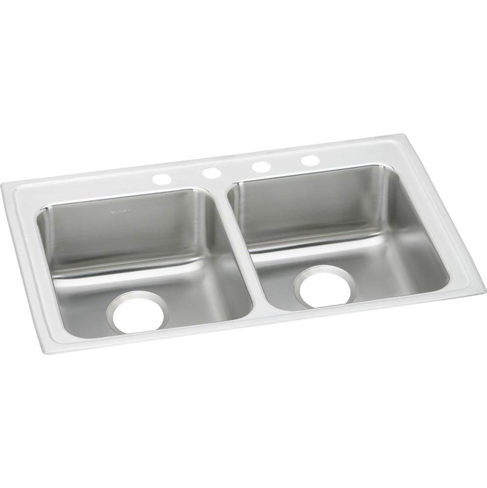 Elkay Lustertone Classic Stainless Steel 37'' x 22'' x 5-1/2'', 2-Hole Equal Double Bowl Drop-in ADA Sink
