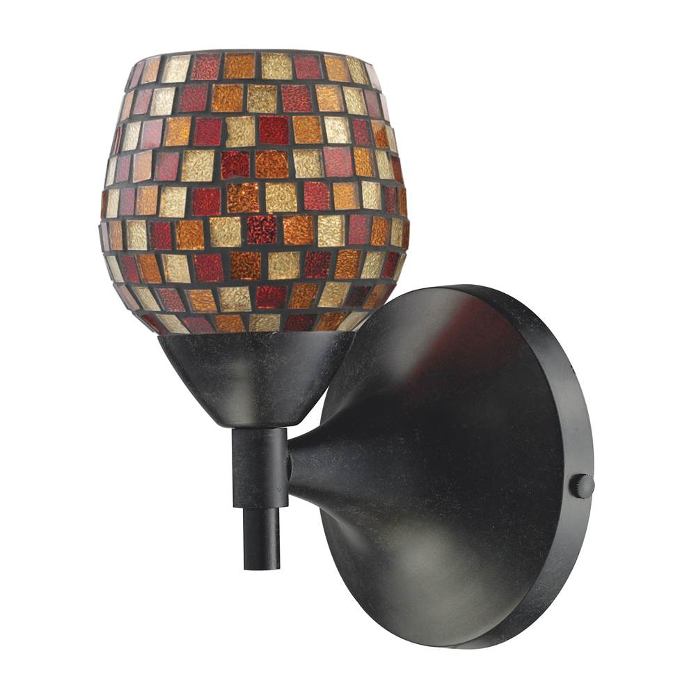 Elk Lighting Celina 1-Light Wall Lamp in Dark Rust With Multi-Colored Mosaic Glass