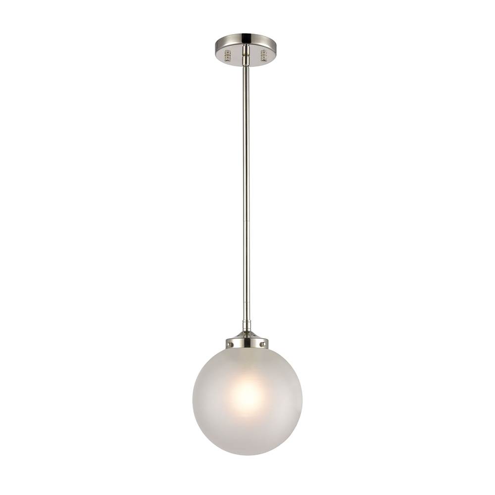 Elk Lighting Boudreaux 1-Light Mini Pendant in Polished Nickel With Frosted