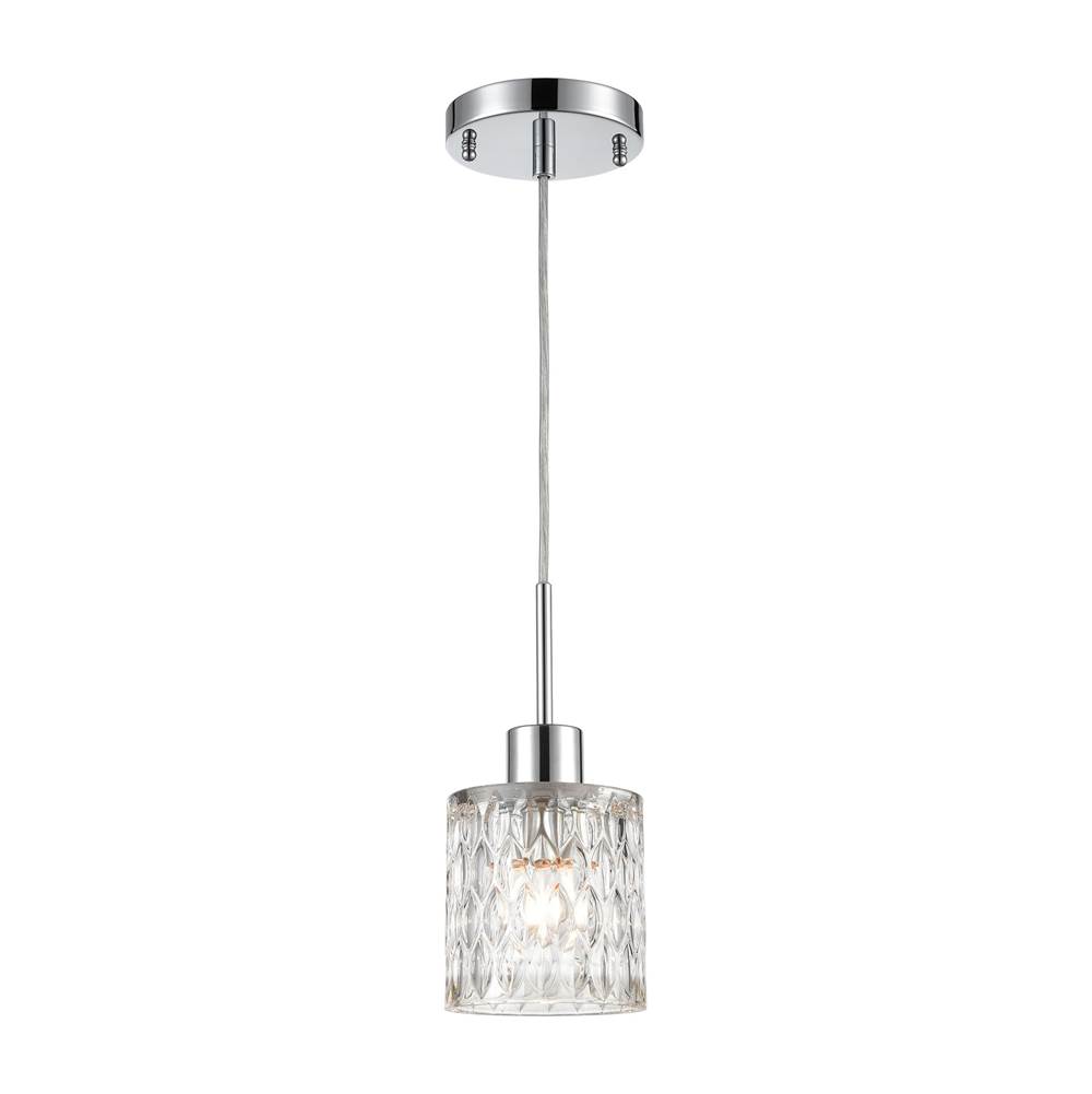 Elk Lighting Ezra 1-Light Mini Pendant in Polished Chrome with Textured Clear Crystal