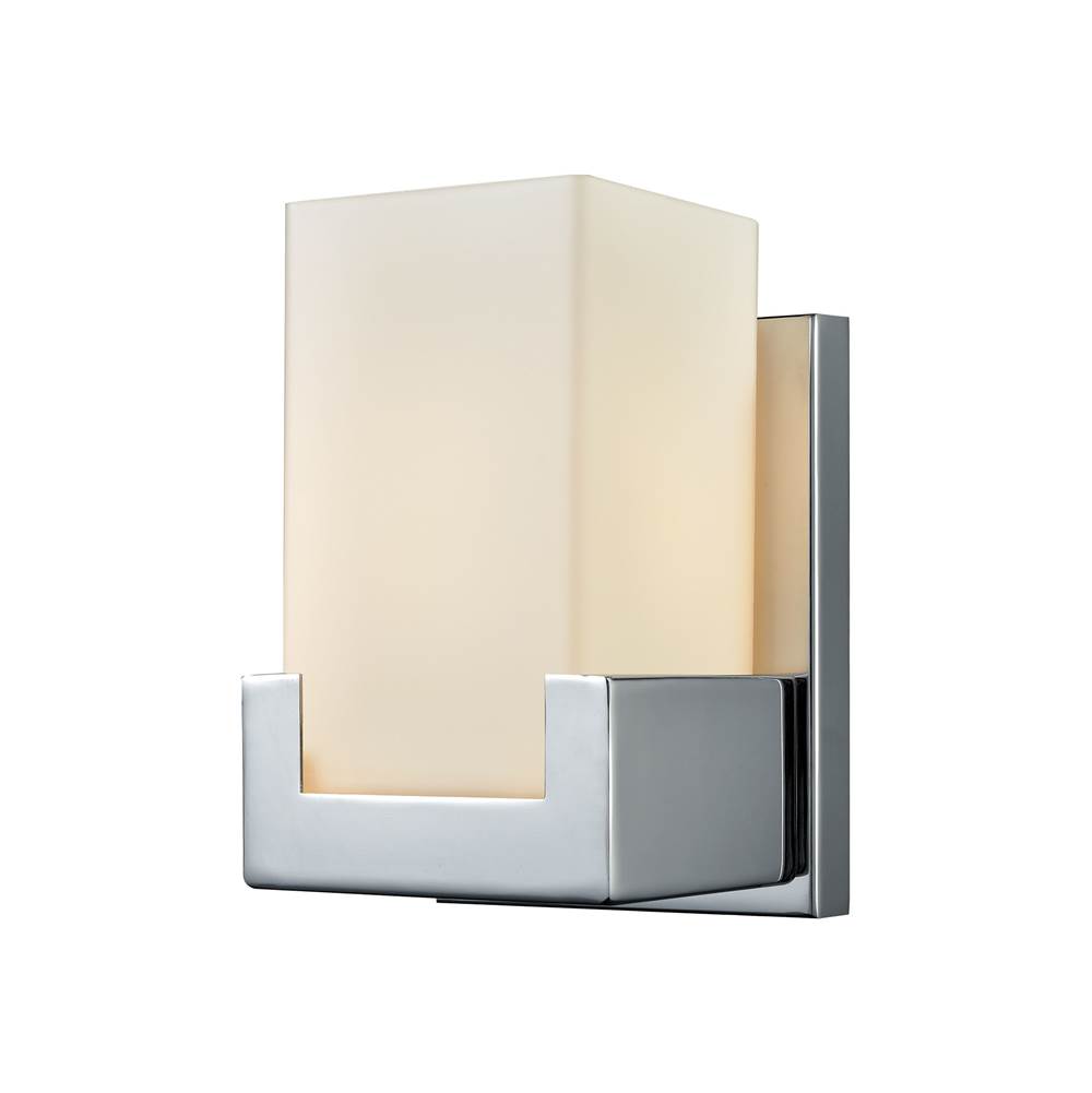 Elk Lighting Balcony 1-Light Vanity Sconce in Polished Chrome With Opal White Glass