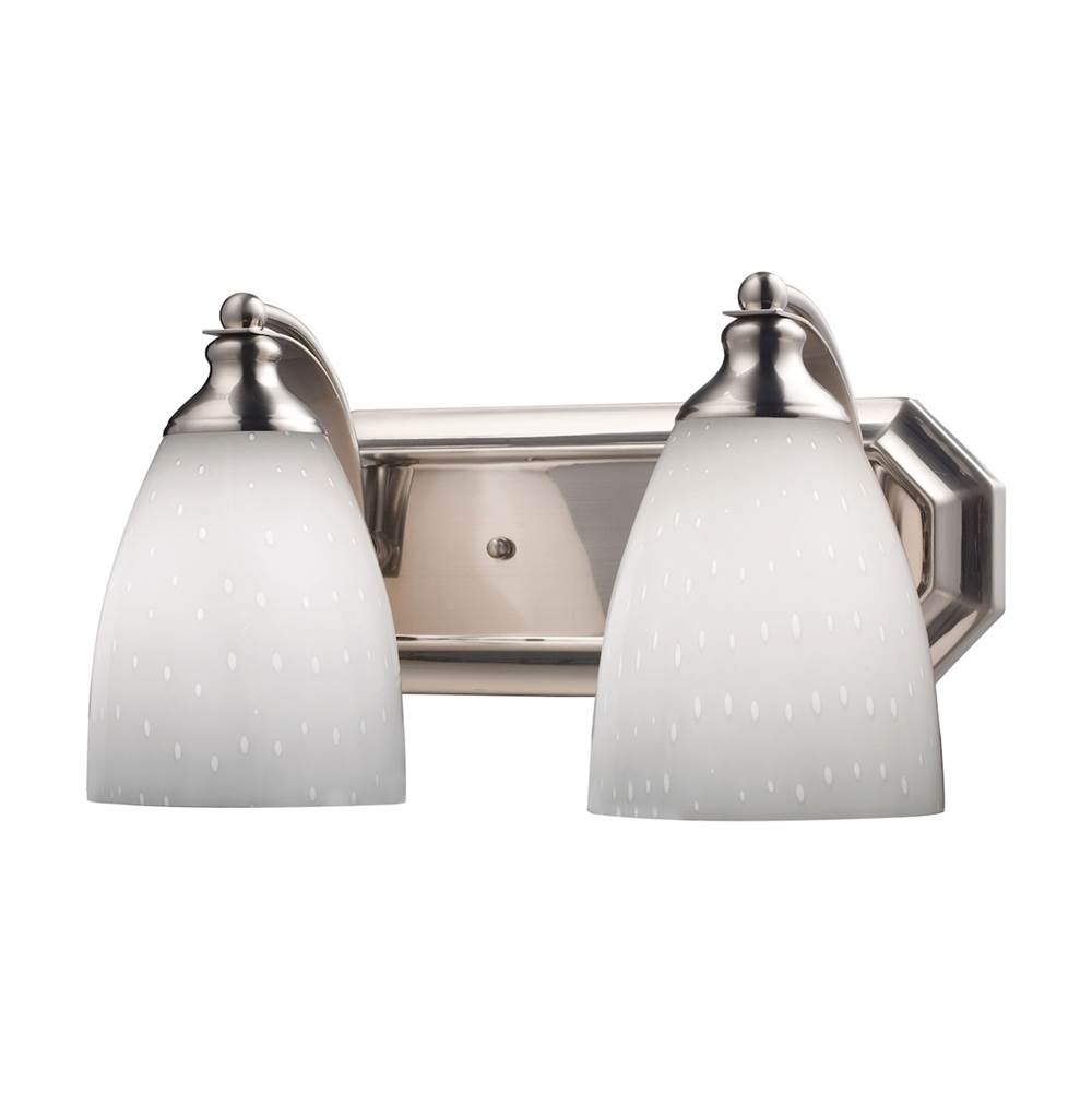 Elk Lighting Mix-N-Match Vanity 2-Light Wall Lamp in Satin Nickel with Simple White Glass