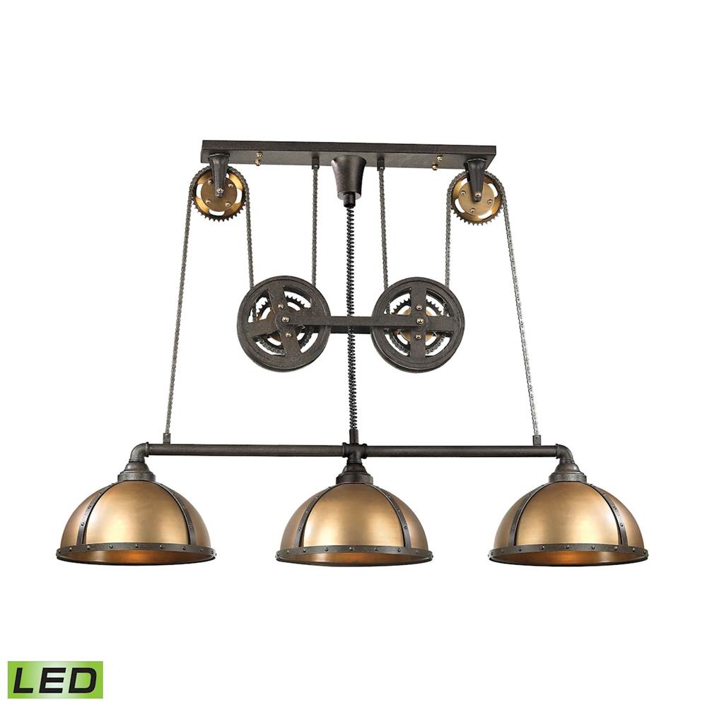 Elk Lighting Torque 62'' Wide 3-Light Linear Chandelier - Vintage Brass