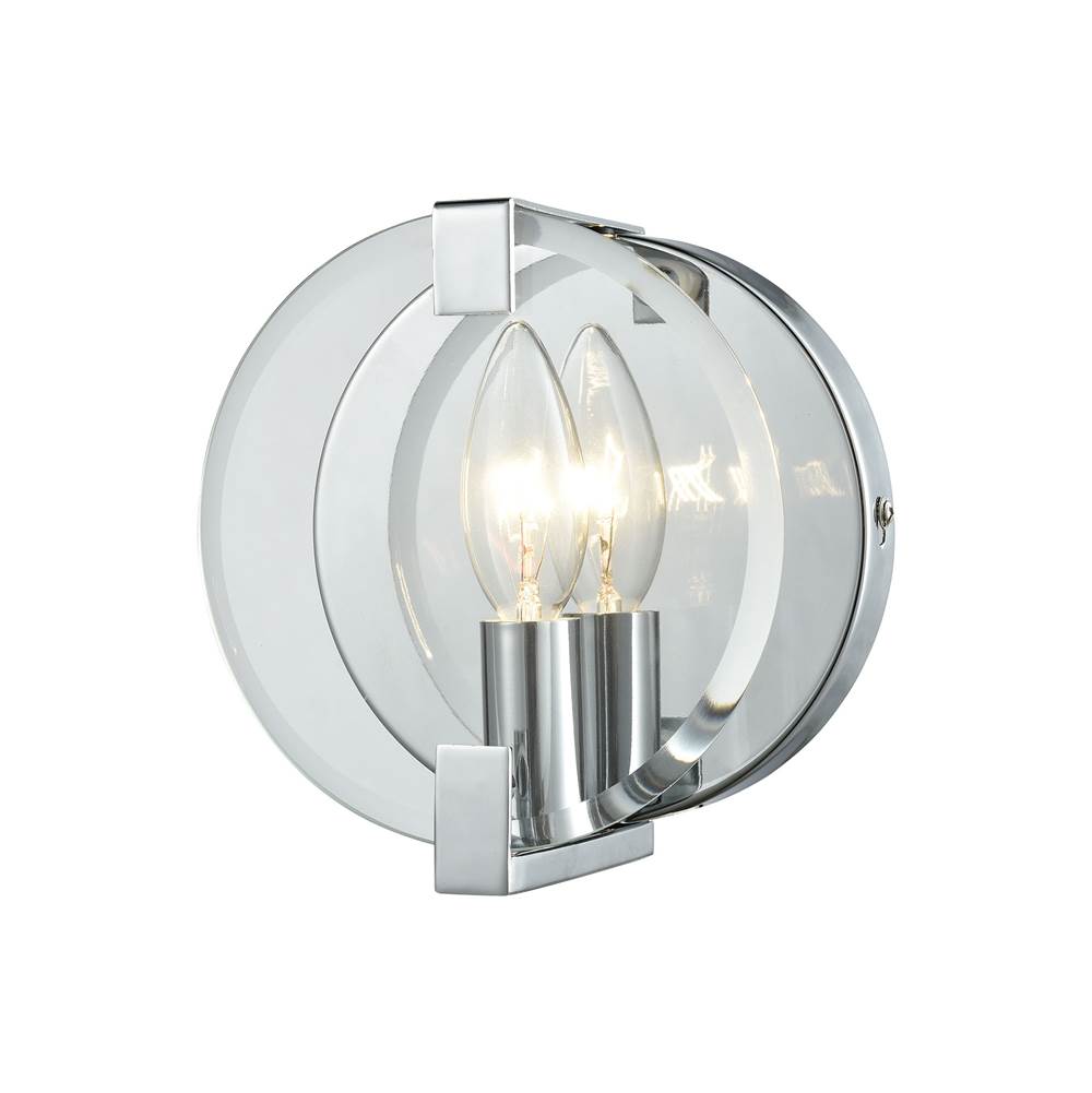 Elk Lighting Clasped Glass 1-Light Vanity Sconce in Polished Chrome With Clear Beveled Glass