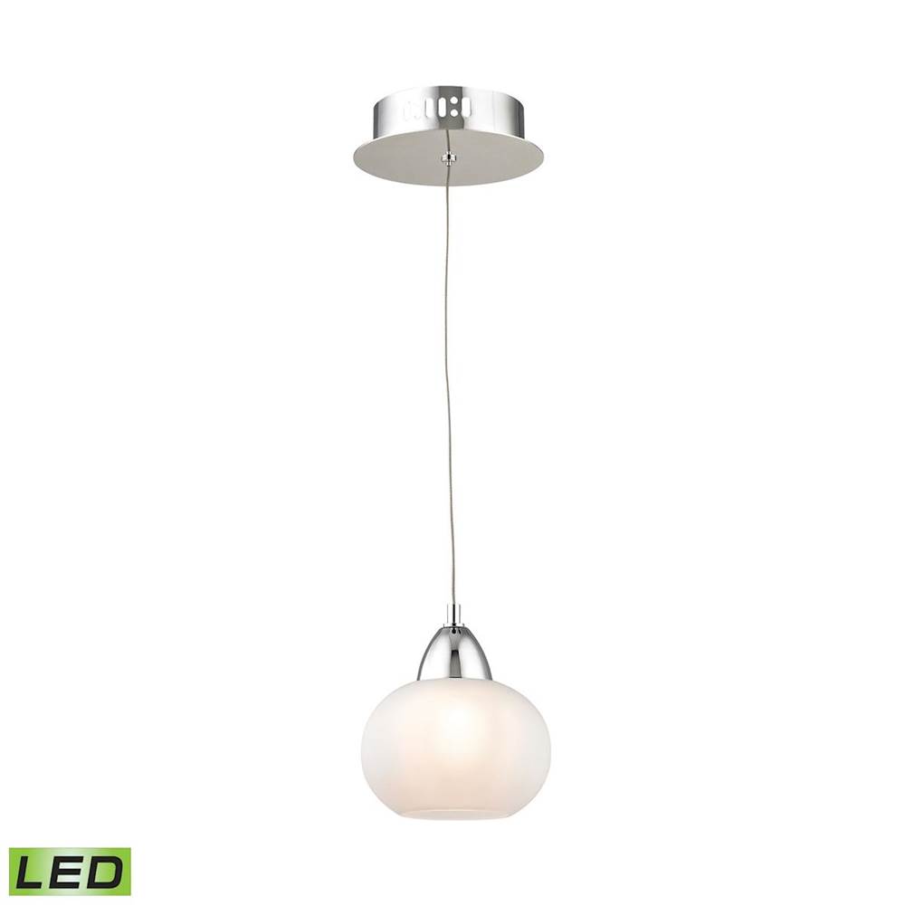 Elk Lighting Ciotola Single LED Pendant Complete With White Glass Shade and Holder