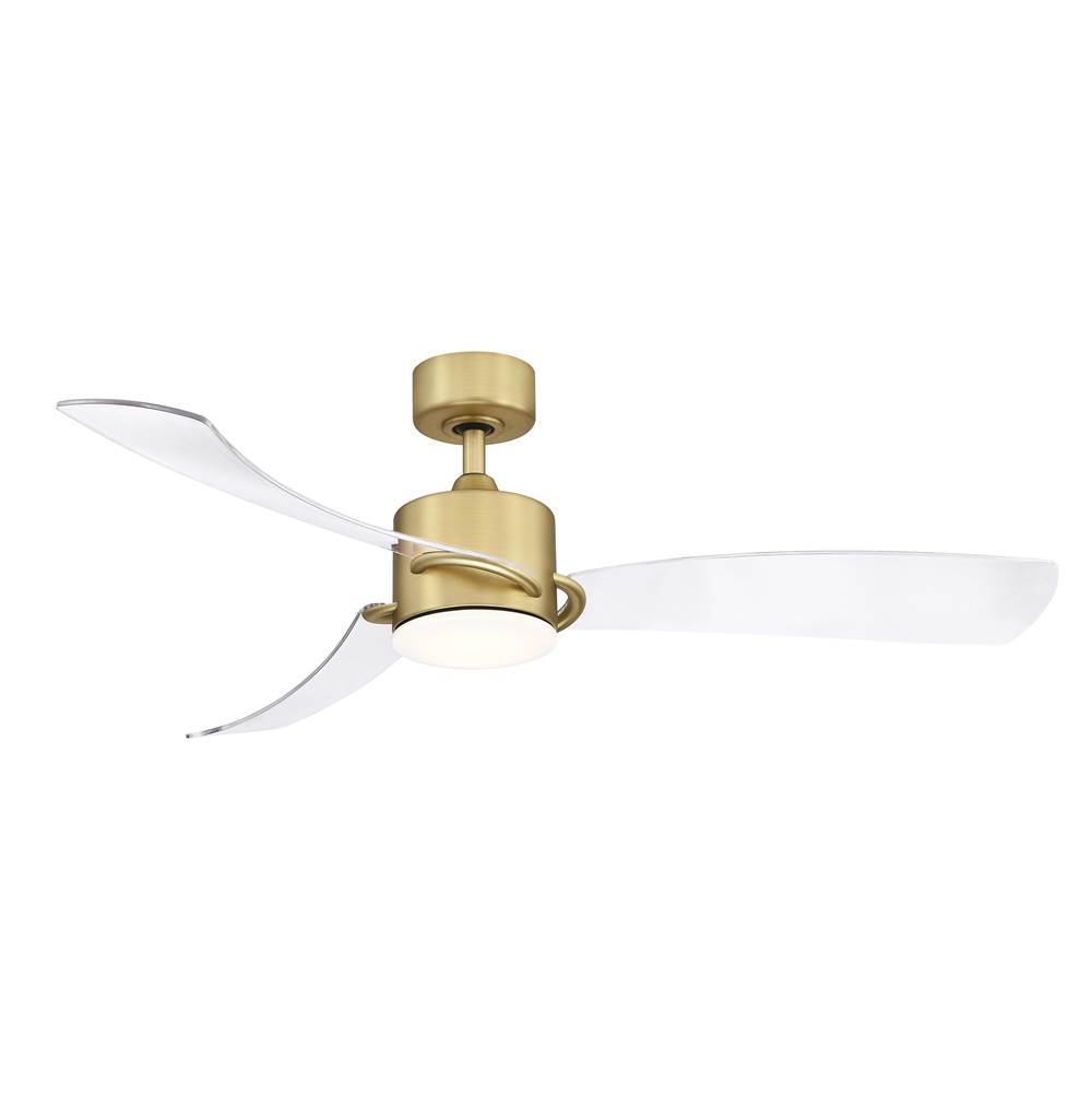 Fanimation SculptAire - 52 inch - Brushed Satin Brass with Clear Blades and LED Light