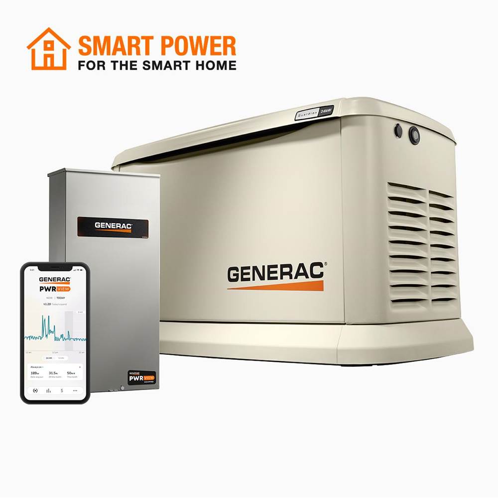 Generac Guardian 24kW Home Standby Generator with PWRview Transfer Switch Wi-Fi Enabled