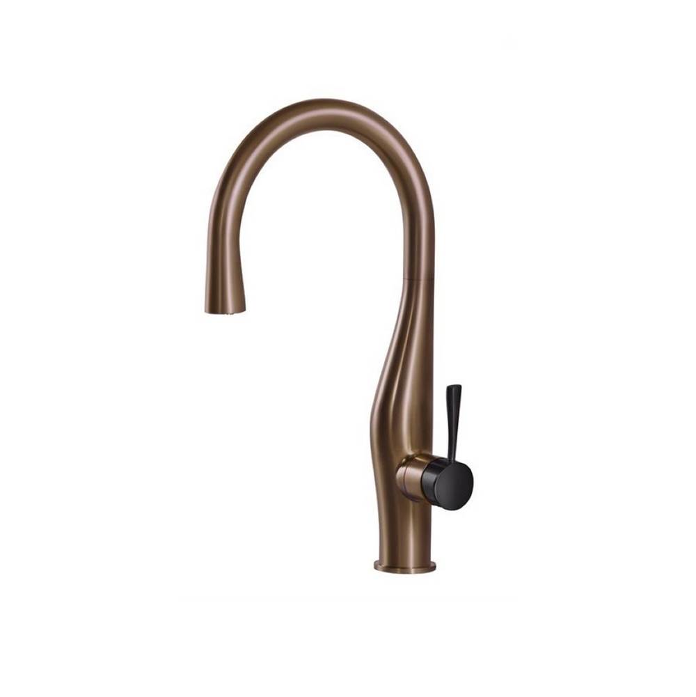 Hamat Dual Function Hidden Pull Down Kitchen Faucet in Antique Copper and Matte Black