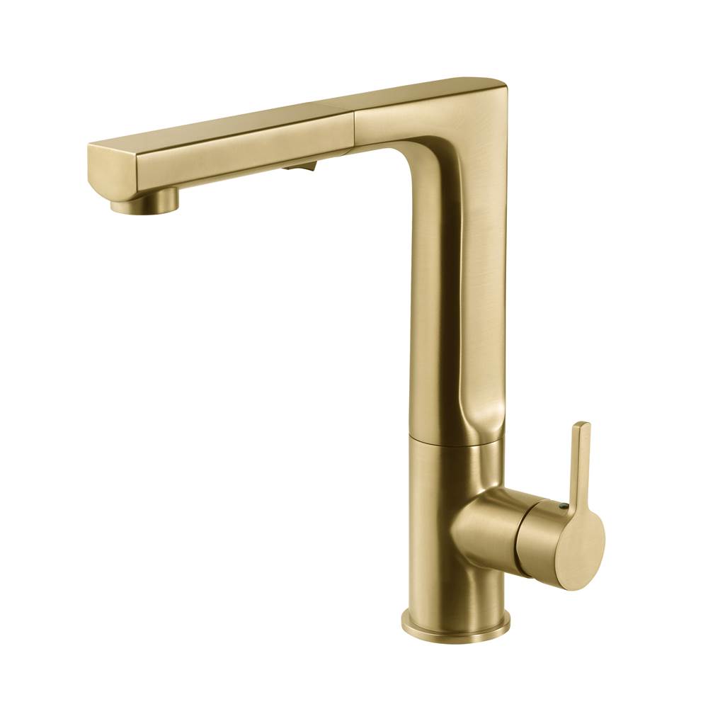 Hamat Dual Function Pull Out Kitchen Faucet in Brushed Brass