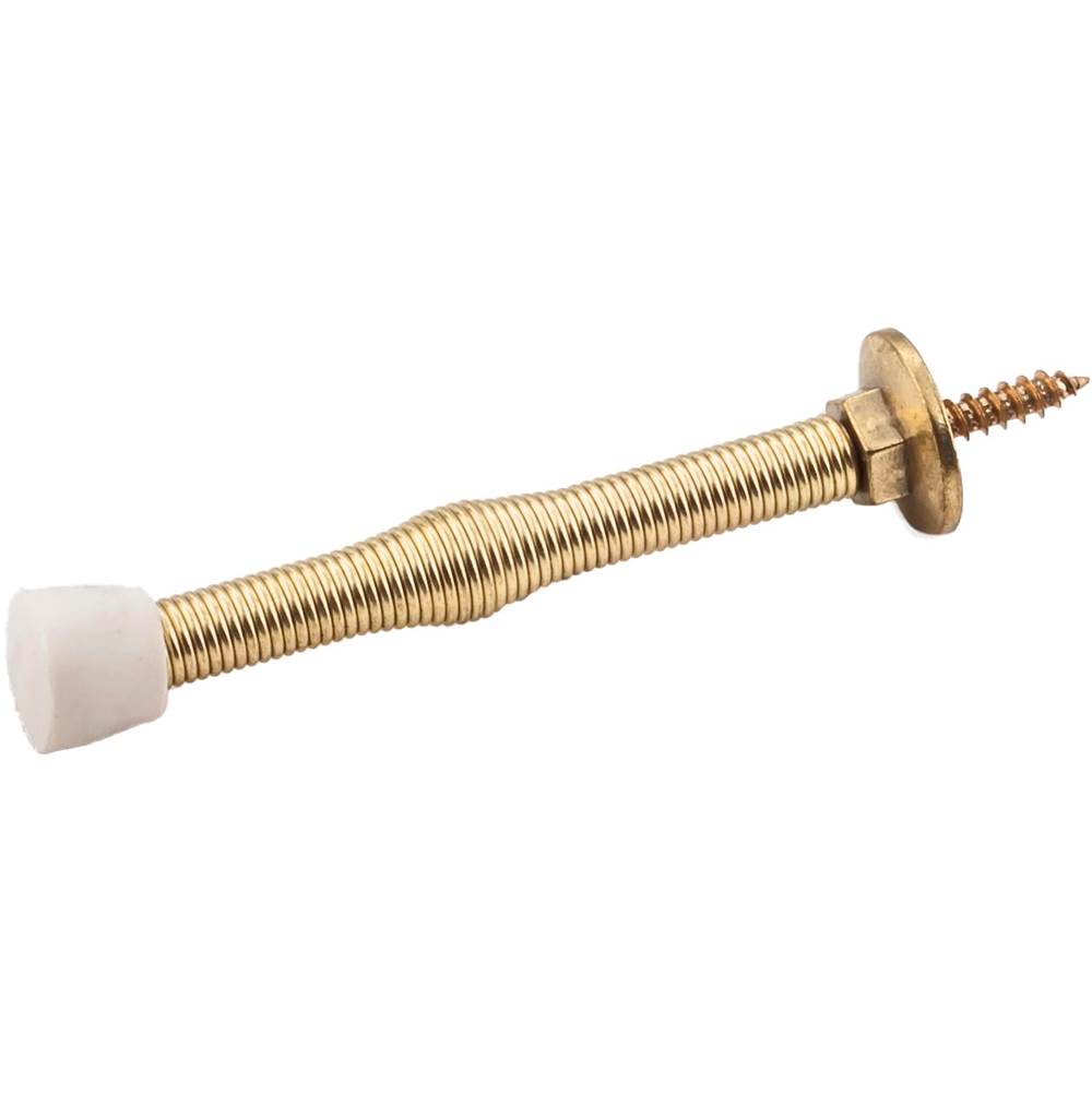 Hardware Resources 3'' Polished Brass Spring Door Stop with Rubber Tip