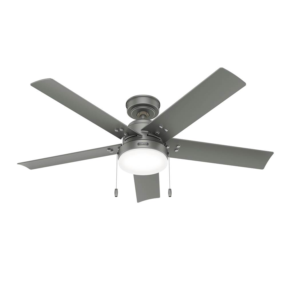 Hunter 52 inch Sea Point Matte Silver Wet Rated Ceiling Fan with LED Light Kit and Pull Chain