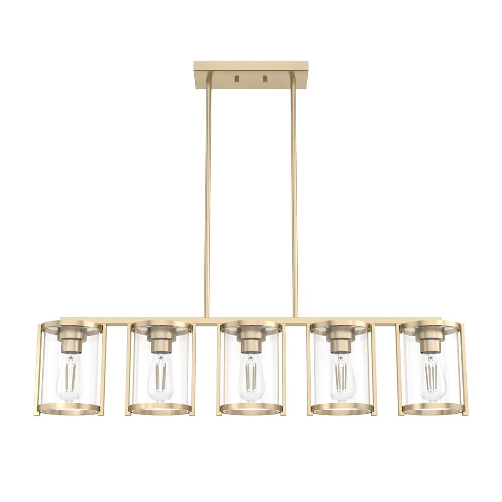 Hunter Astwood Alturas Gold with Clear Glass 5 Light Chandelier Ceiling Light Fixture