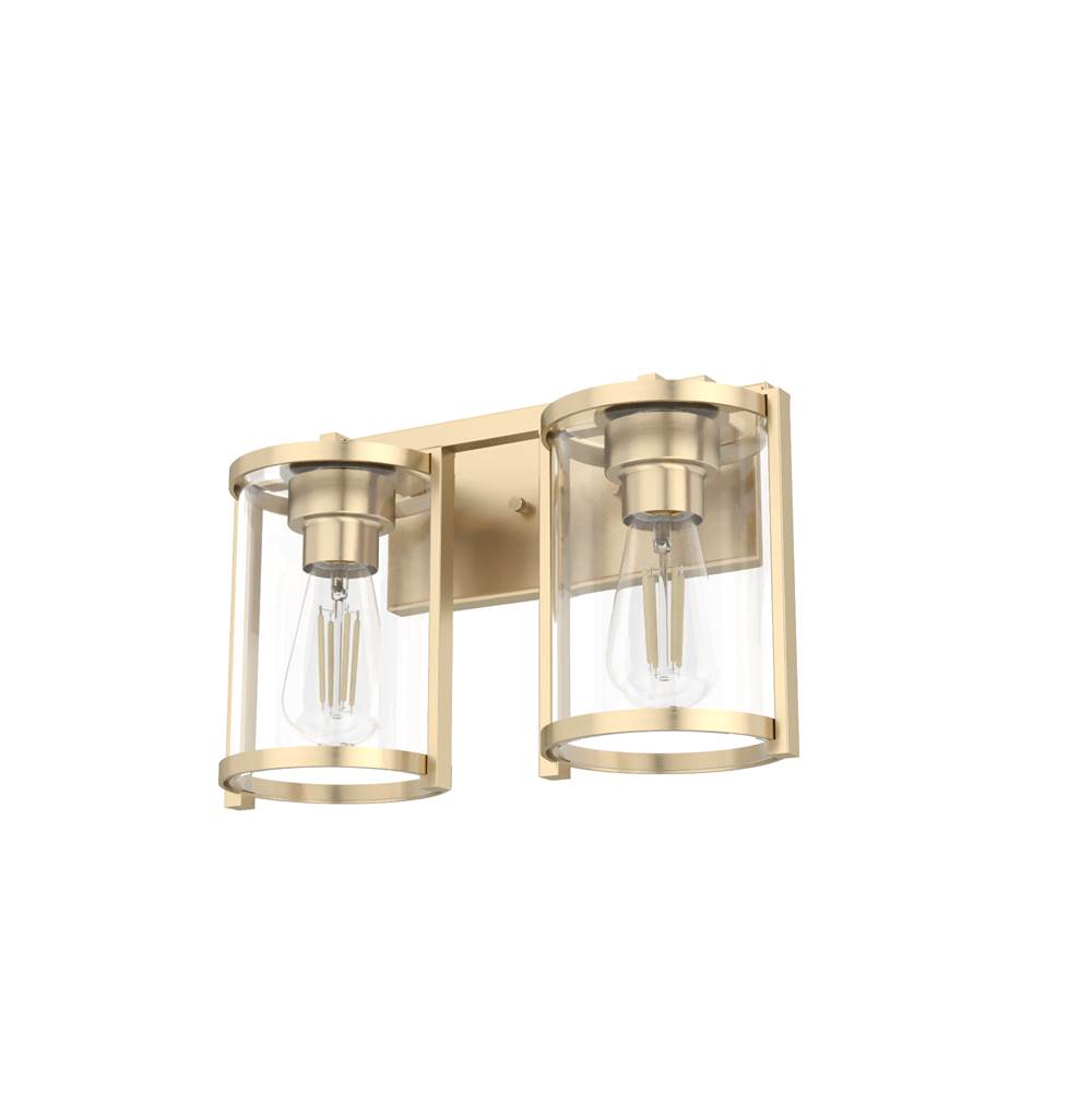 Hunter Astwood Alturas Gold with Clear Glass 2 Light Vanity Wall Light Fixture