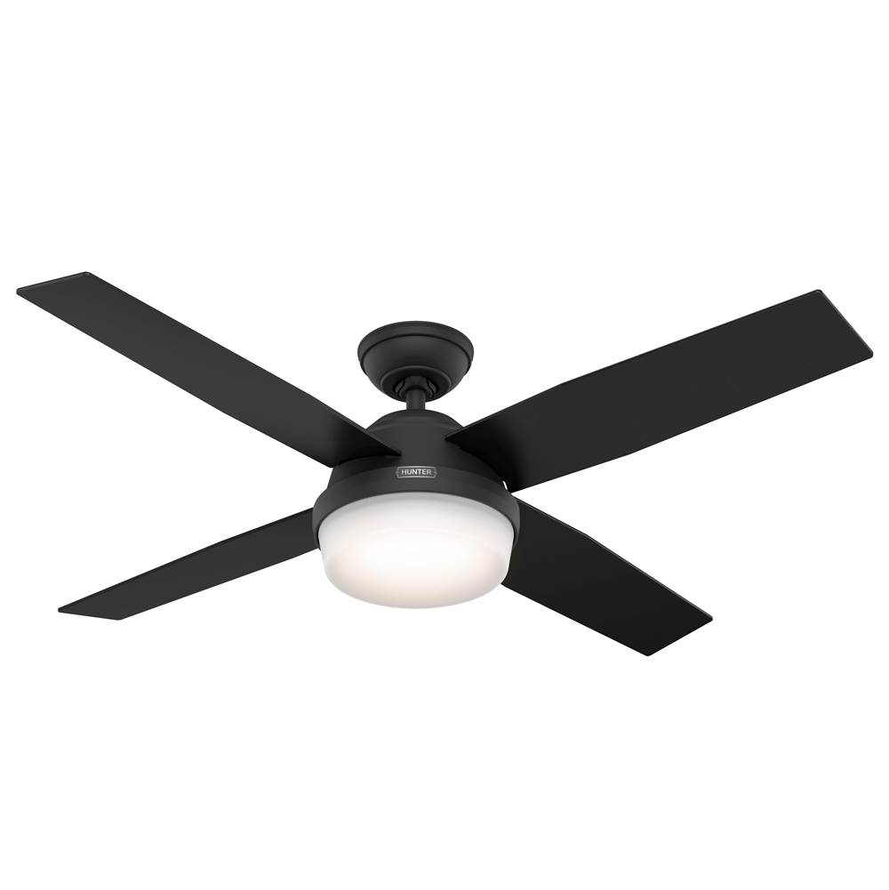 Hunter 52 inch Dempsey Matte Black Ceiling Fan with LED Light Kit and Handheld Remote