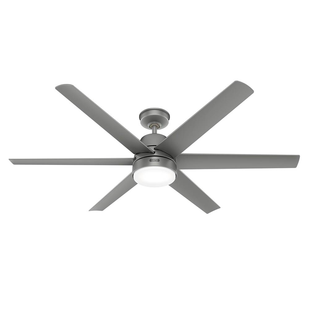 Hunter 60 inch Skysail Matte Silver Wet Rated Ceiling Fan with LED Light Kit and Handheld Remote