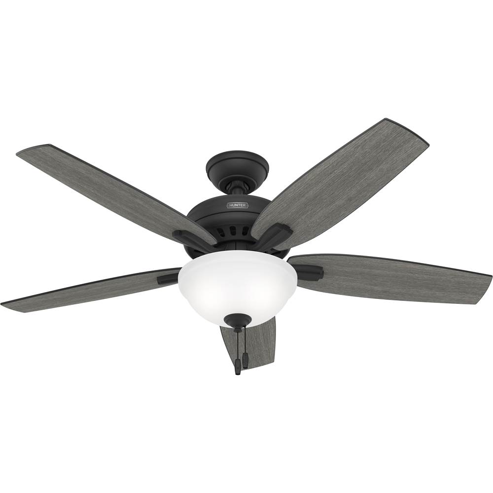 Hunter 52 inch Newsome Matte Black Ceiling Fan with LED Light Kit and Pull Chain