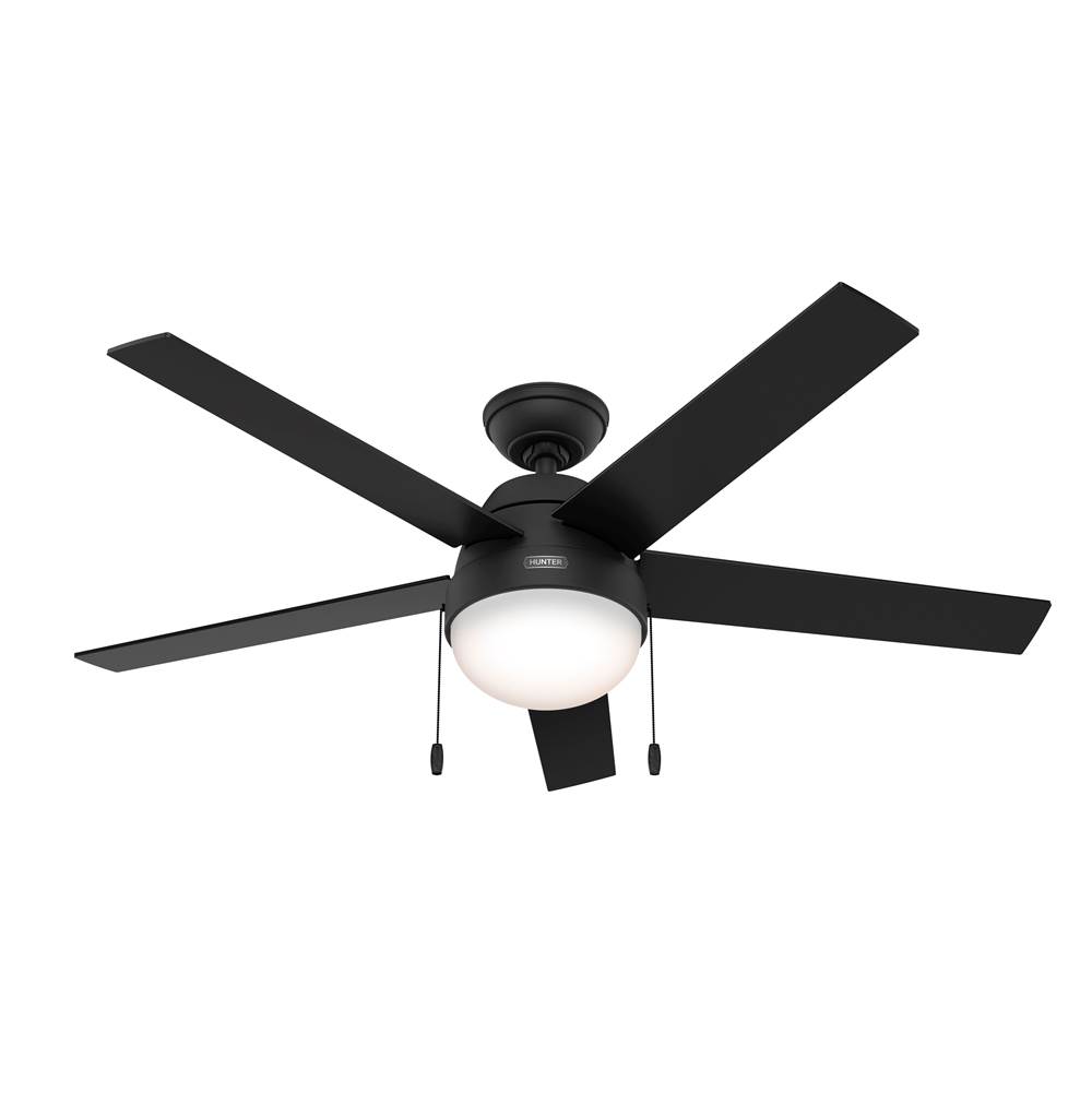 Hunter 52 inch Anslee Matte Black Ceiling Fan with LED Light Kit and Pull Chain