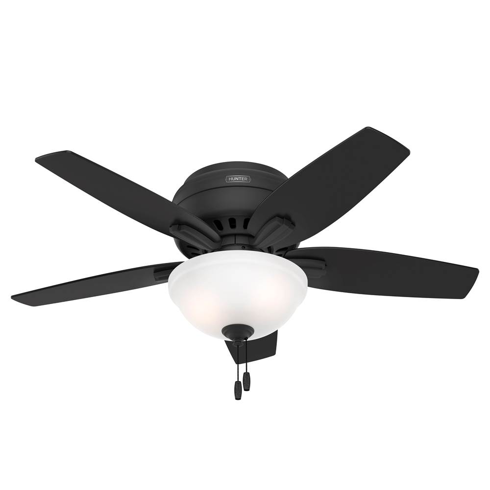 Hunter 42 inch Newsome Matte Black Low Profile Ceiling Fan with LED Light Kit and Pull Chain