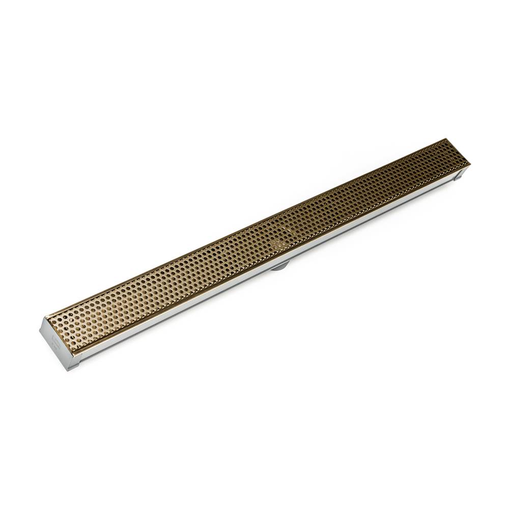 Infinity Drain 48'' S-PVC Series Complete Kit with 2 1/2'' Perforated Circle Pattern Grate in Satin Bronze