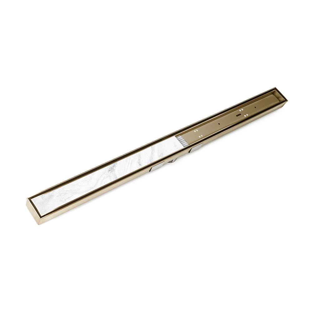 Infinity Drain 36'' S-Stainless Steel Series Complete Kit with Low Profile Tile Insert Frame in Satin Bronze