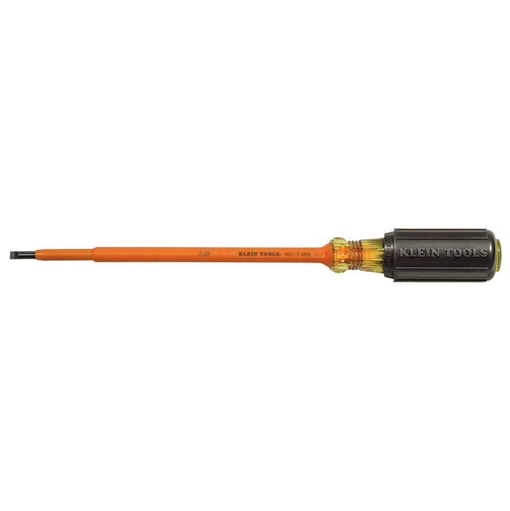 Klein Tools Insulated Screwdriver, 3/16-Inch Cabinet, 7-Inch