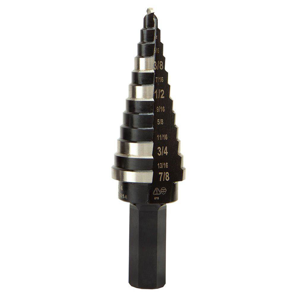 Klein Tools Step Drill Bit No.14 Double-Fluted, 3/16 To 7/8-Inch