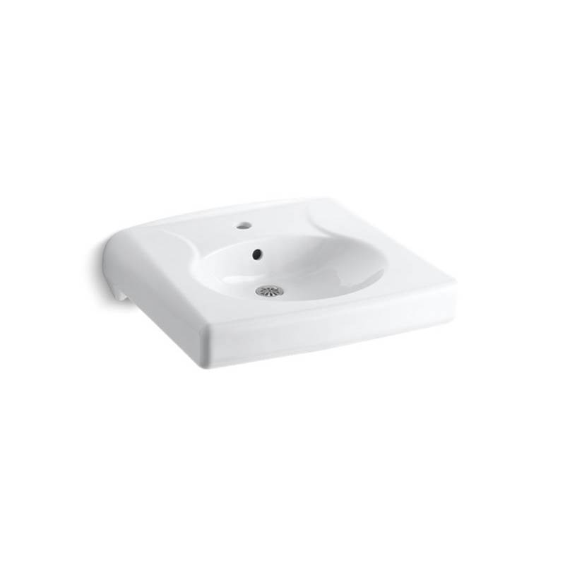 Kohler Brenham™ Wall-mounted or concealed carrier arm mounted commercial bathroom sink with single faucet hole