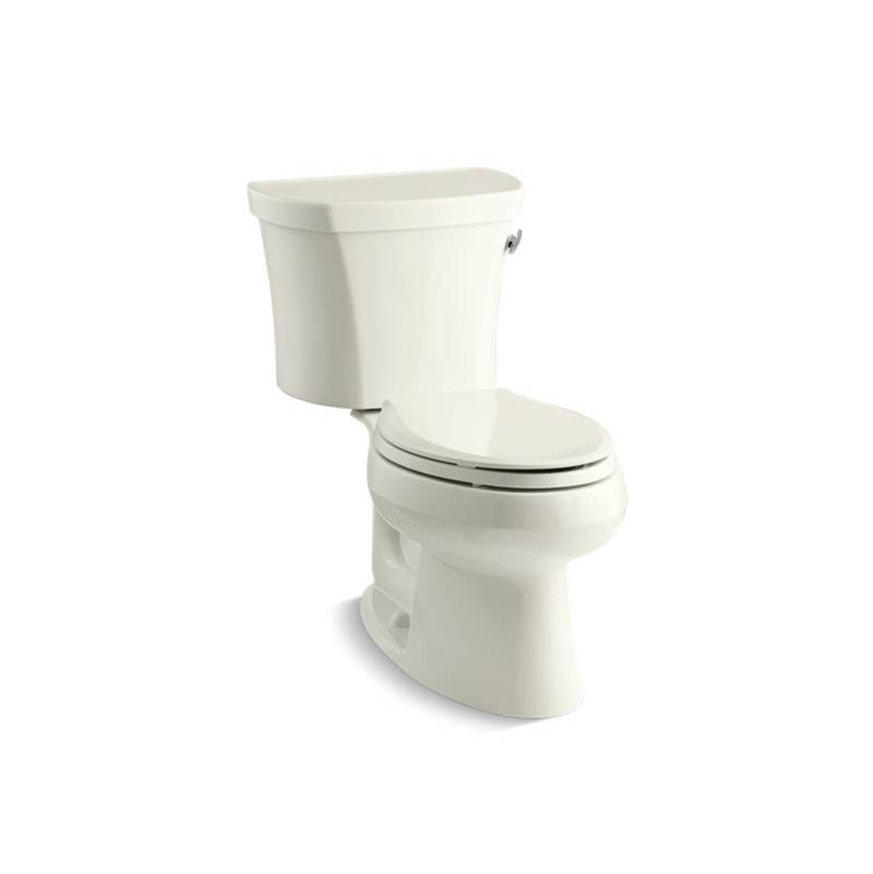 Kohler Wellworth® Two-piece elongated 1.28 gpf toilet with right-hand trip lever, tank cover locks, insulated tank and 14'' rough-in