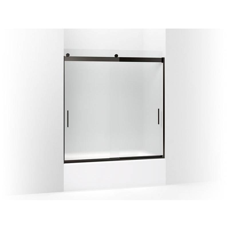 Kohler Levity® Sliding bath door, 62'' H x 56-5/8 - 59-5/8'' W, with 1/4'' thick Frosted glass