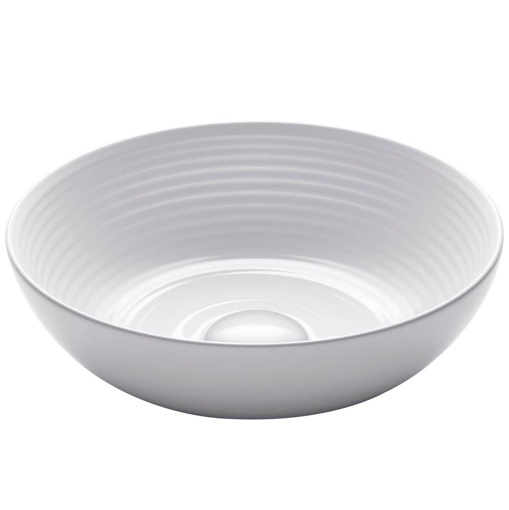 Kraus Viva Round White Porcelain Ceramic Vessel Bathroom Sink, 13 in. D x 4 3/8 in. H