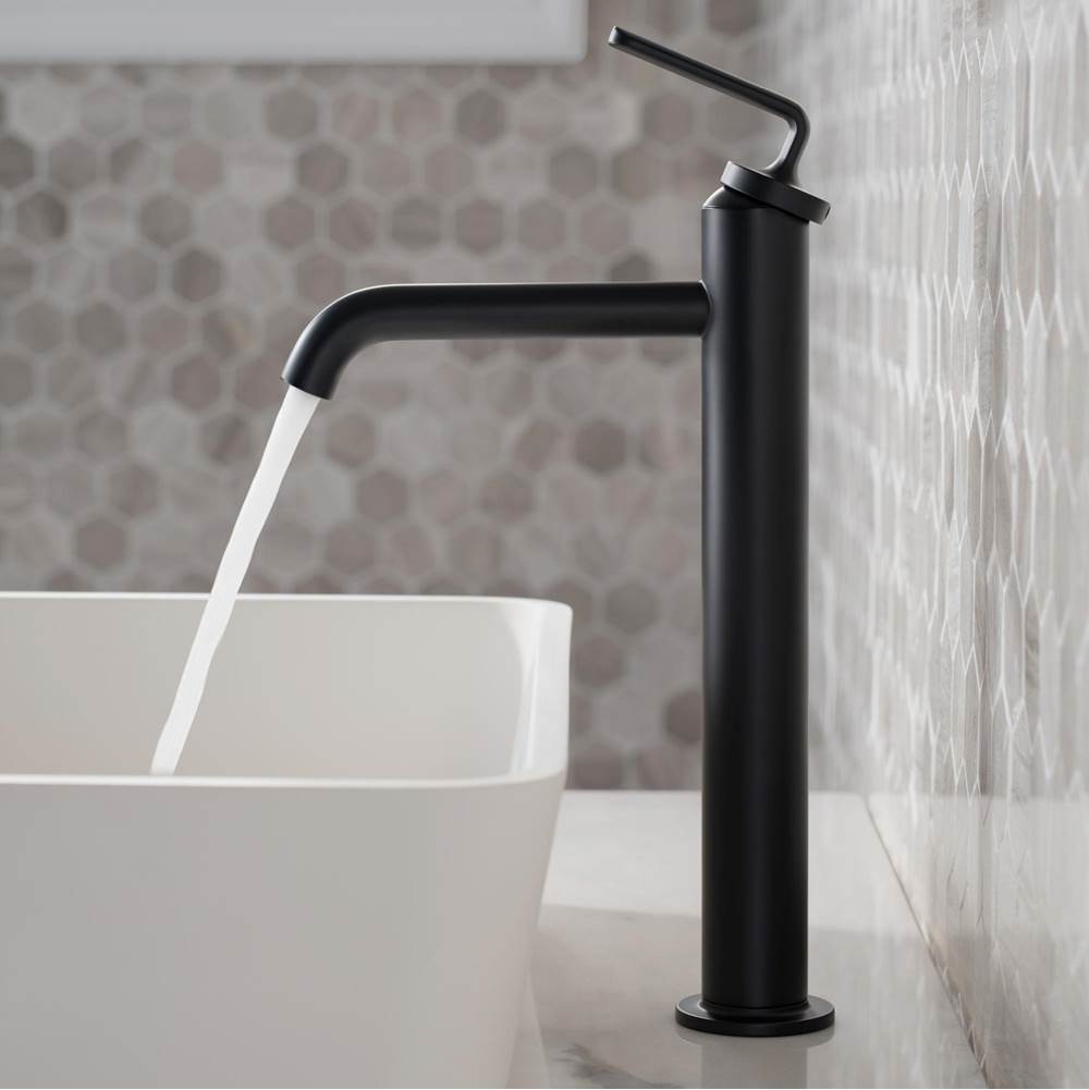 Kraus Ramus Single Handle Vessel Bathroom Sink Faucet with Pop-Up Drain in Matte Black (2-Pack)
