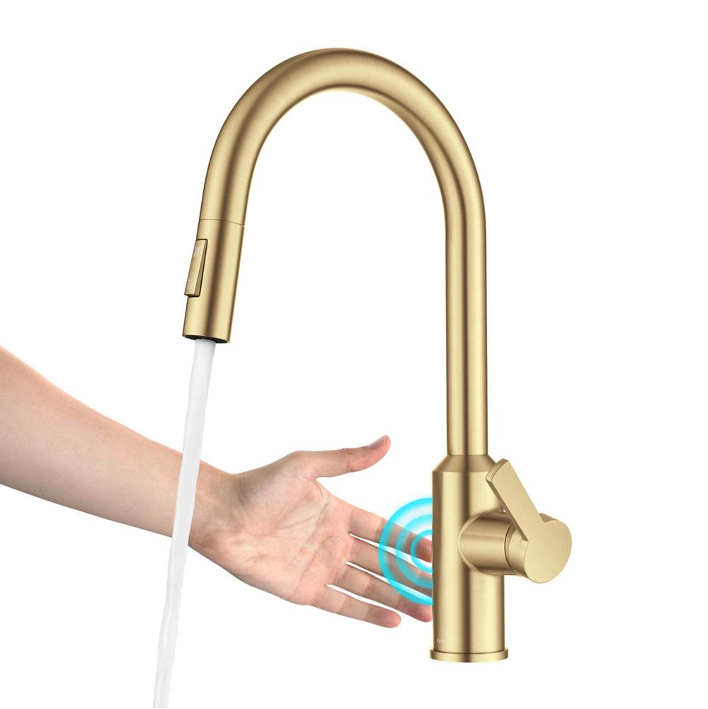 Kraus KRAUS® Oletto™ Touchless Sensor Pull-Down Single Handle Kitchen Faucet in Brushed Brass