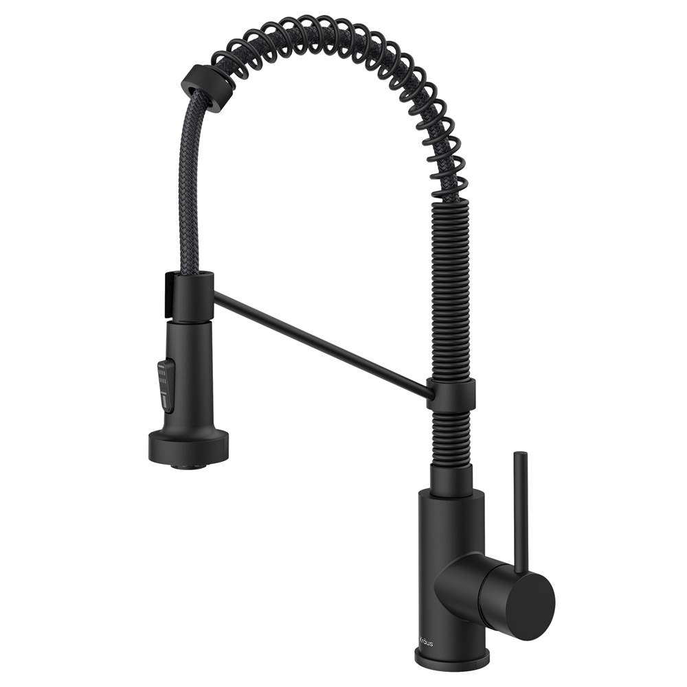 Kraus Bolden Single Handle 18-Inch Commercial Kitchen Faucet with Dual Function Pull-Down Sprayhead in Matte Black Finish