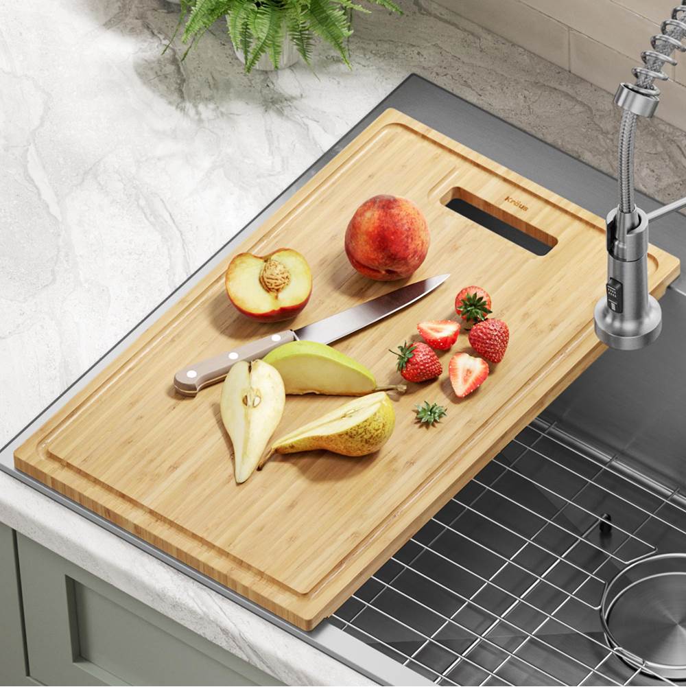 Kraus KRAUS Organic Solid Bamboo Cutting Board for Kitchen Sink 18.5 in. x 12 in.