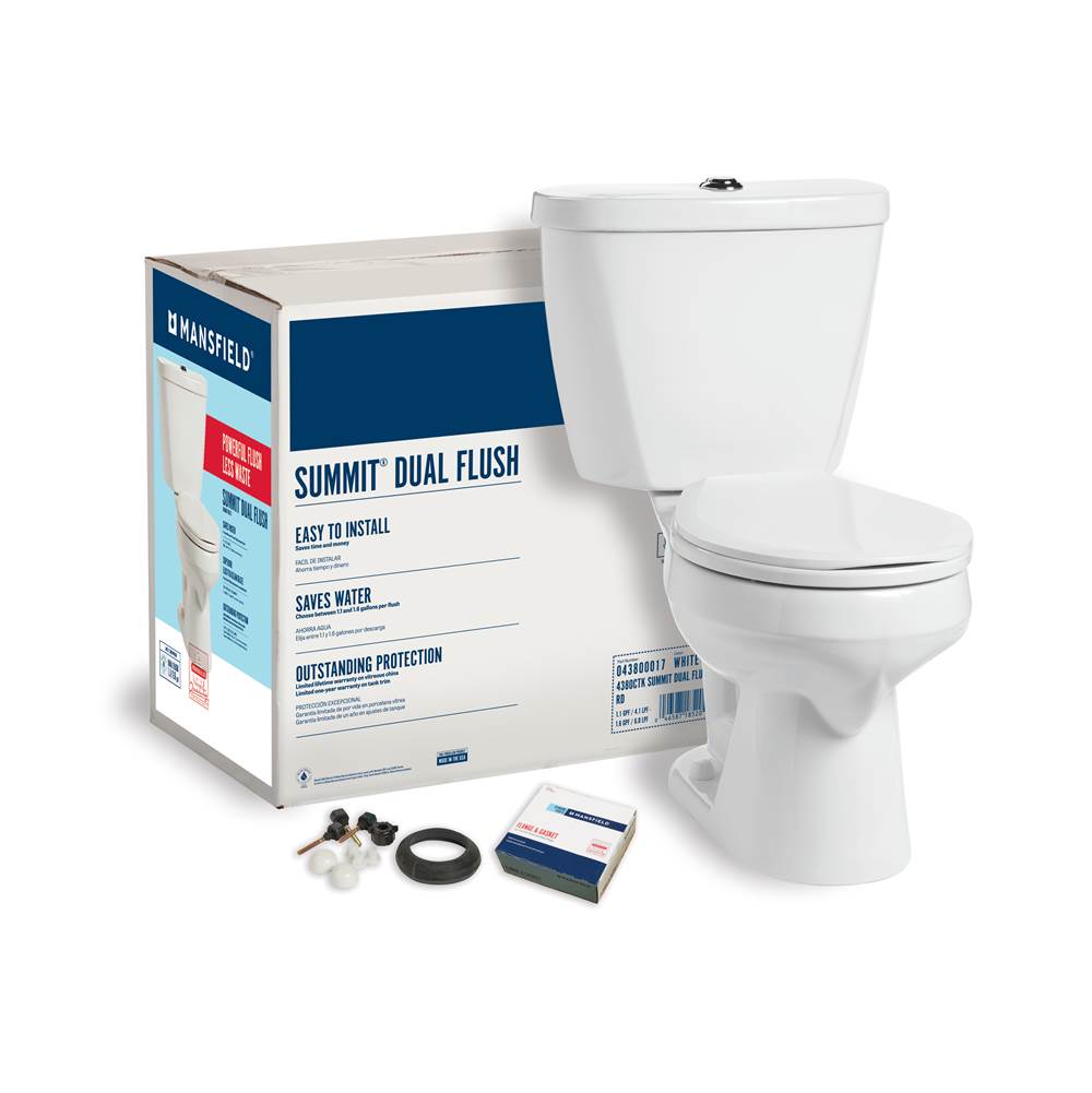 Mansfield Plumbing Summit Dual Flush Round Complete Toilet Kit