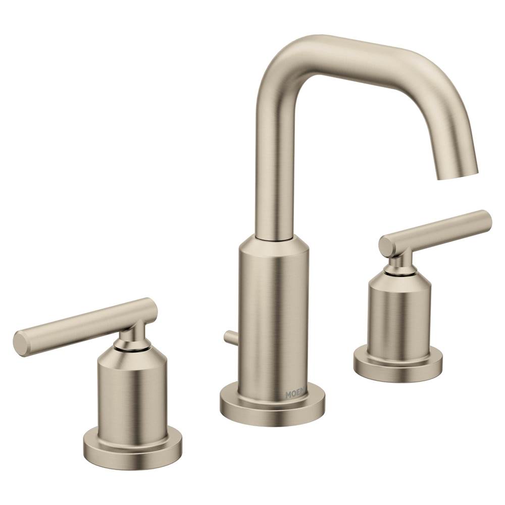 Moen Gibson Two-Handle 8-Inch Widespread High Arc Modern Bathroom Sink Faucet, Valve Required, Brushed Nickel