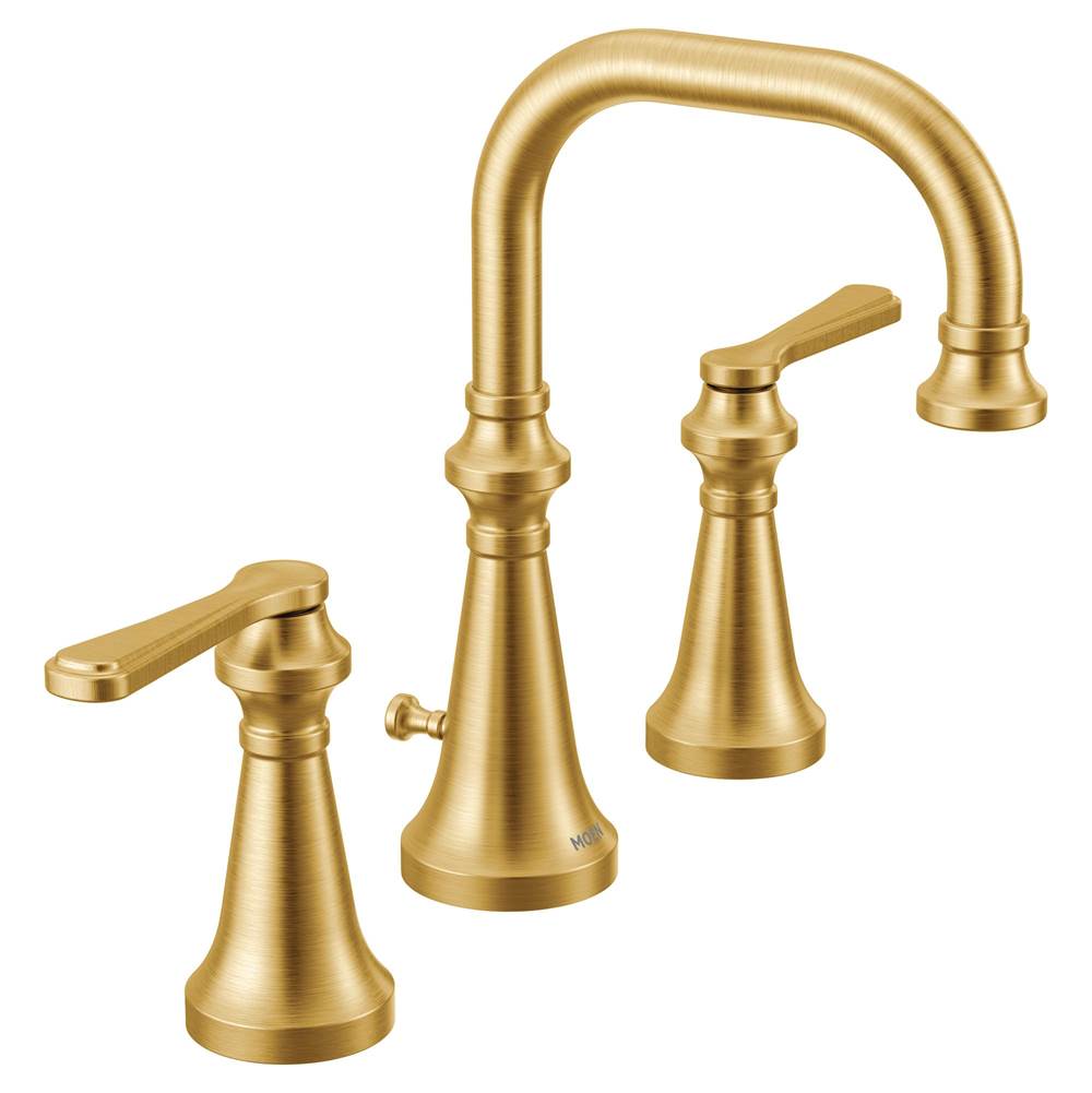 Moen Colinet Traditional Two-Handle Widespread High-Arc Bathroom Faucet with Lever Handles, Valve Required, in Brushed Gold