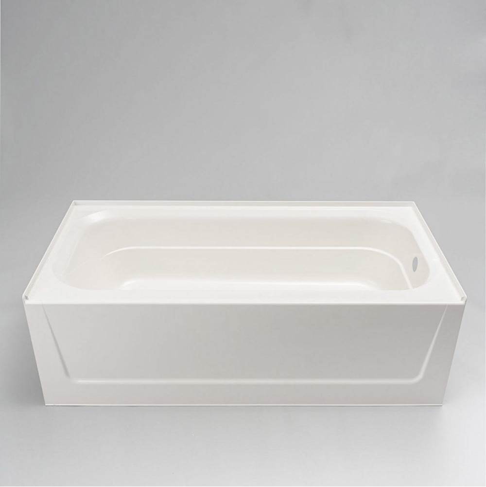 Mustee And Sons Topaz Bathtub, 30''x60'', Fiberglass, White, Right Hand Above Floor Drain