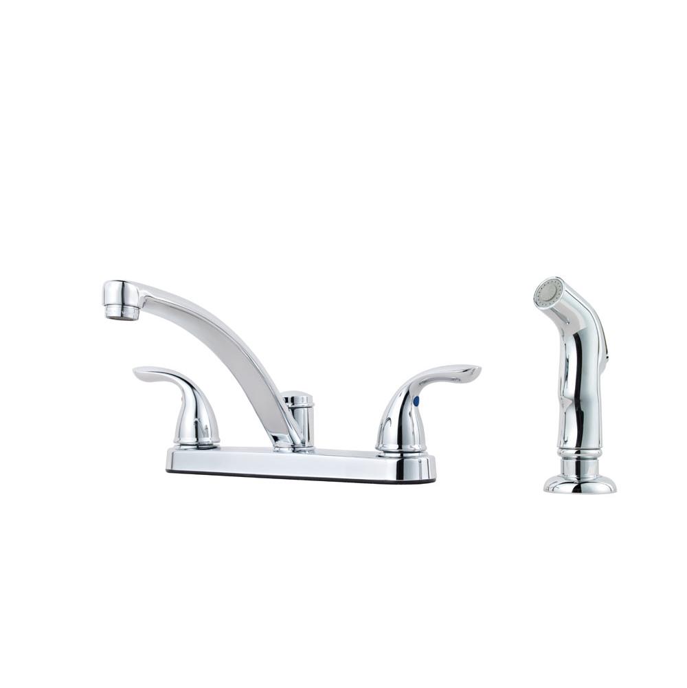 Pfister G135-8000 - Chrome - Two Handle Kitchen Faucet with Spray