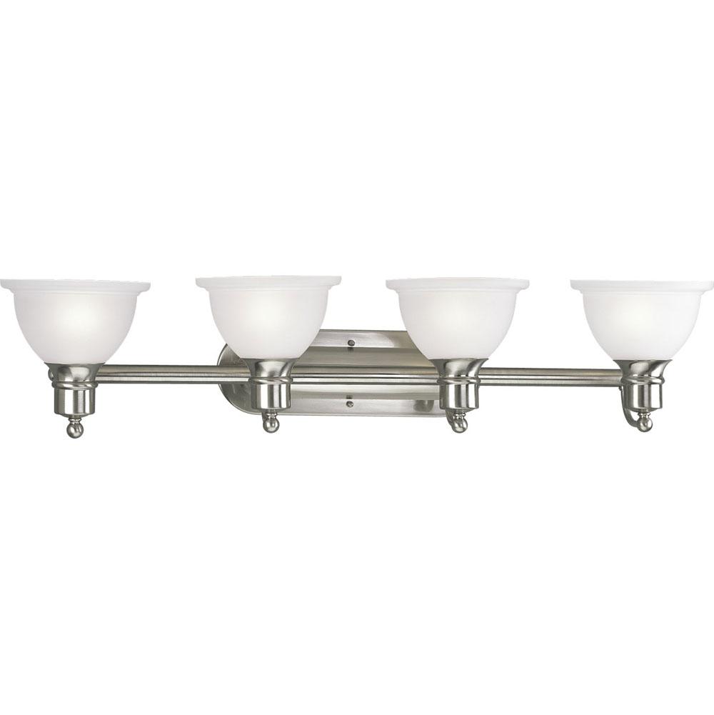 Progress Lighting Madison Collection Four-Light Brushed Nickel Etched Glass Traditional Bath Vanity Light