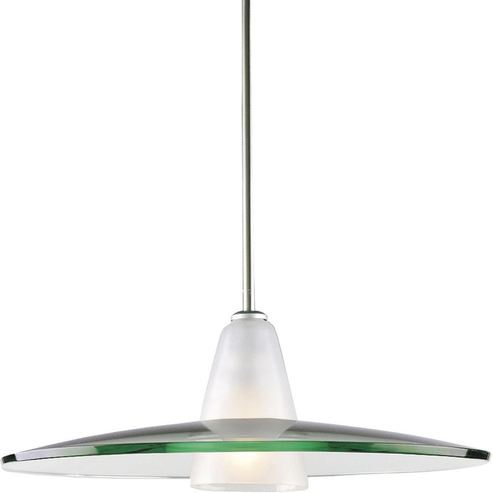 Progress Lighting Modern Pendant  One-Light Brushed Nickel Clear and Etched Glass Pendant Light