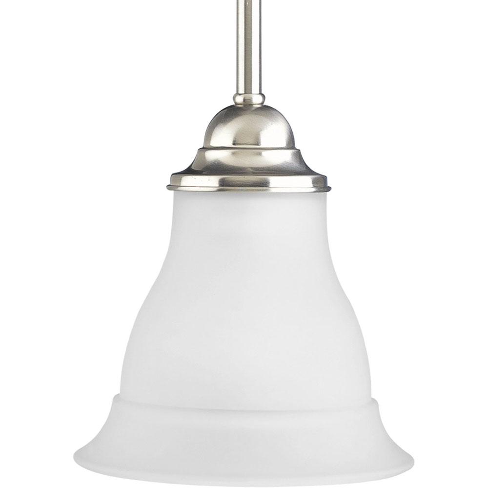 Progress Lighting Trinity Collection One-Light Brushed Nickel Etched Glass Traditional Mini-Pendant Light
