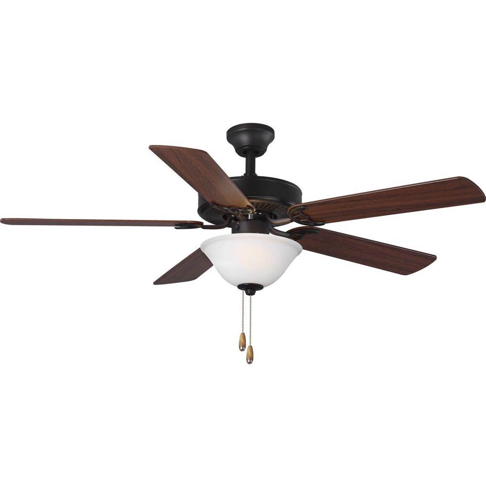 Progress Lighting AirPro Collection 52'' Five-Blade Ceiling fan with White Etched Light Kit