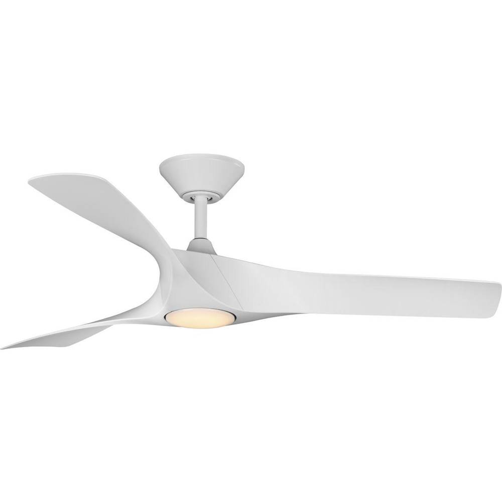 Progress Lighting Ryne Collection 52'' 3-Blade Matte White LED Transitional Indoor/Outdoor DC Ceiling Fan