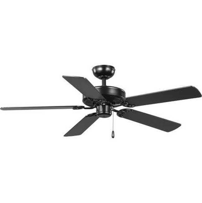 Progress Lighting AirPro Energy Star-Rated 52-Inch Matte Black 5-Blade AC Motor Traditional Ceiling Fan