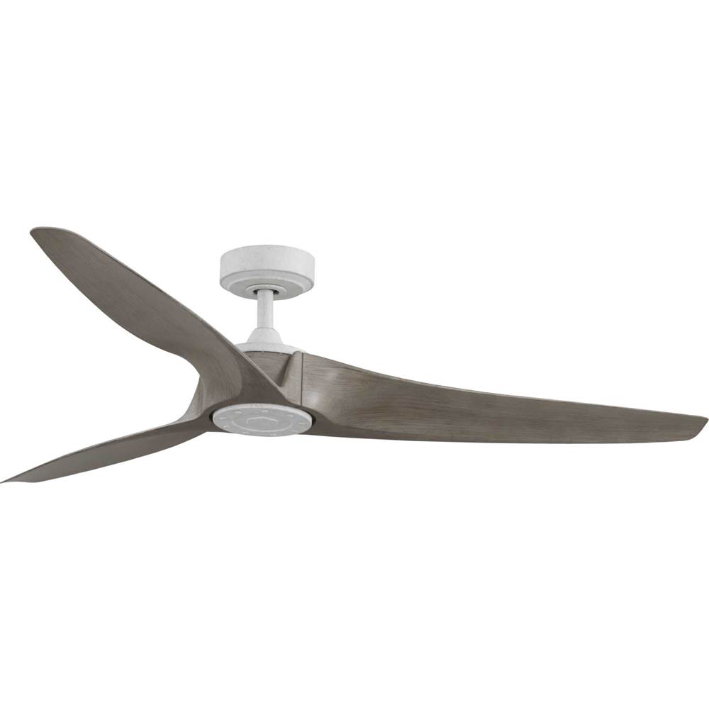 Progress Lighting Manvel Collection 60 in. Three-Blade Cottage White Urban Industrial Ceiling Fan with Full function 6 speed remote Remote Control with batteries