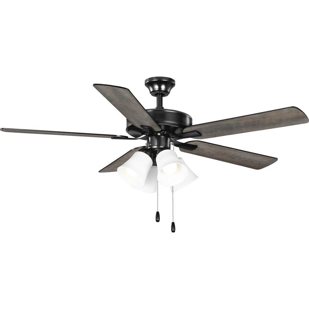 Progress Lighting AirPro 52 in. Matte Black 5-Blade ENERGY STAR Rated AC Motor Ceiling Fan with Light